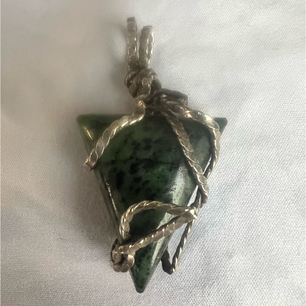 Genuine Ziolite Stone Pendant with.925 Sterling Silver Wire Wrap.  Just under 2”